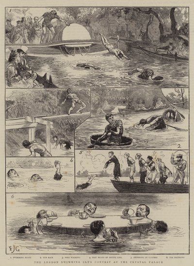 The London Swimming Club Contest at the Crystal Palace by Edward John Gregory